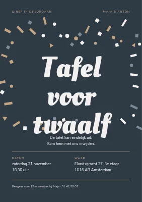 Dinneruitnodiging — tafel voor twaalf