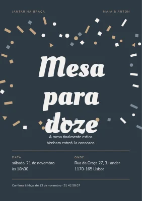 Convite para jantar — mesa para doze