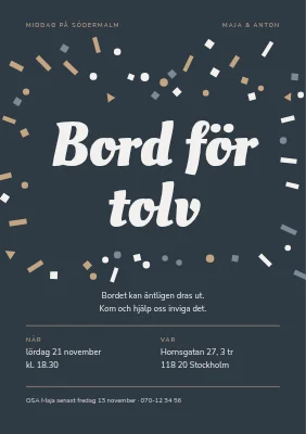 Middagsinbjudan — bord för tolv