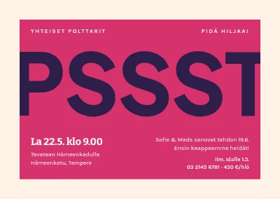 Polttarit — salainen pinkki Pssst