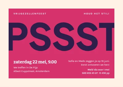 Vrijgezellenfeest — geheim roze Pssst