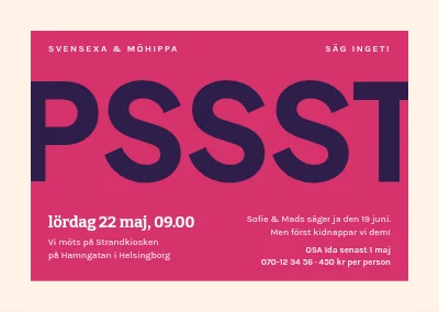 Svensexa och möhippa — hemligt rosa Pssst
