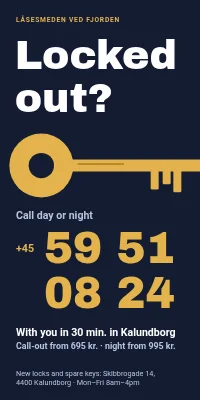 Door poster for a locksmith — on call day and night