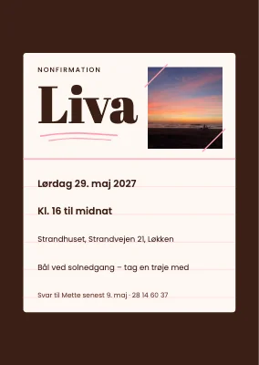 Nonfirmation — kartotekskort med strandfoto