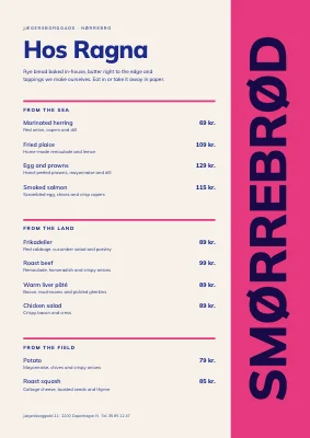 Page 1 of Smørrebrød — lunch menu