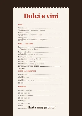 Página 2 de Trattoria — menú estilo ticket