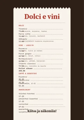 Sivu 2 – Trattoria — kuittityylinen ruokalista