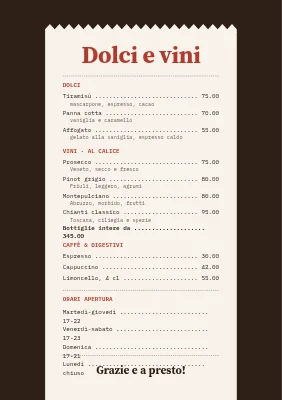 Pagina 2 di Trattoria — menu in stile scontrino