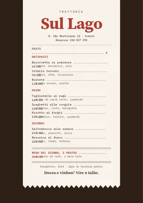 Página 1 de Trattoria — menu estilo recibo
