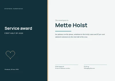 Customer service award