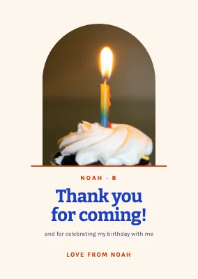Eighth birthday — thank-you card with a cupcake