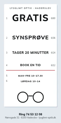 Dørplakat til optiker — gratis synsprøve
