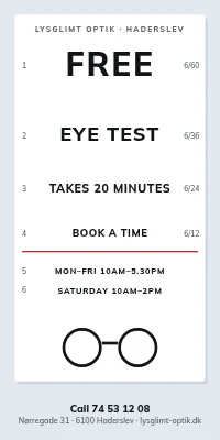 Door poster for an optician — a free eye test