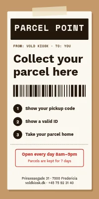 Door poster for a parcel point — collect your parcels here