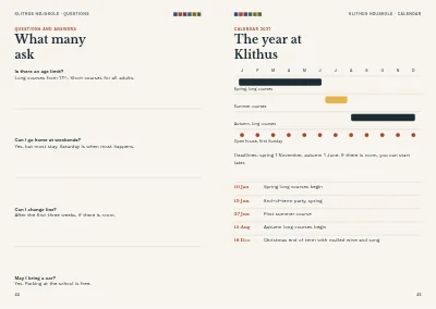 Pages 44–45 of Course programme for a folk high school – 48 pages