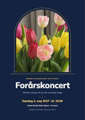 Forårskoncert — tulipaner i buevindue