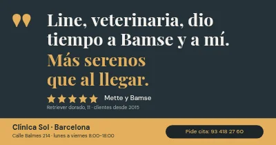 Clínica veterinaria — testimonio de cliente
