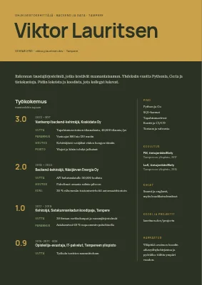Ohjelmistokehittäjän CV — muutosloki