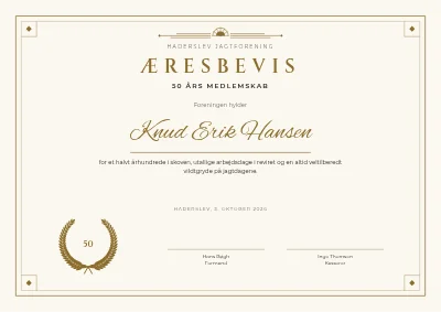 Æresbevis — 50 års medlemskab
