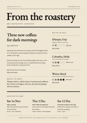 Newsletter — coffee roastery