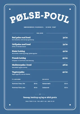 Pølsevogn — skiltemenu