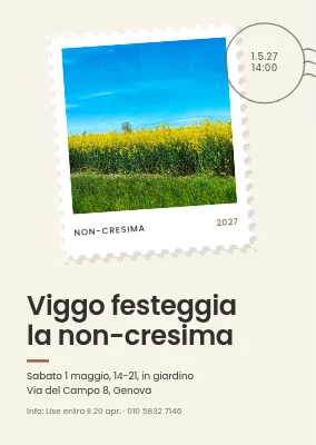 Non-cresima — francobollo retrò con campo di colza