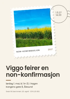 Ikke-konfirmasjon — retrofrimerke med rapsåker