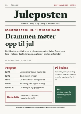Julemarked som forside — plakat