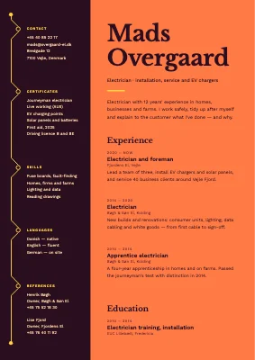 Electrician CV — circuit trace