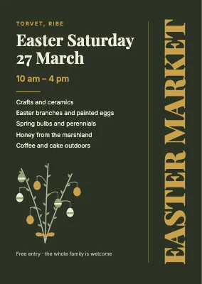 Easter market with a vertical title