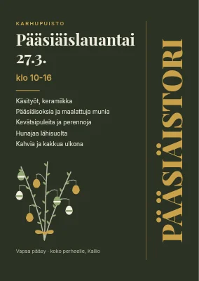 Pääsiäismarkkinat pystysuuntaisella otsikolla