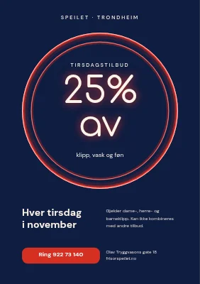 Frisørsalong — tirsdagstilbud