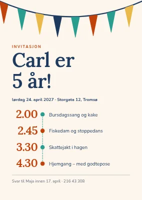 Femårsdag — invitasjon med program