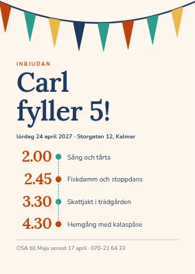 Femårskalas — inbjudan med program
