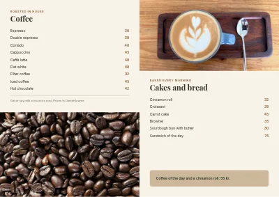 Page 2 of Coffee bar menu