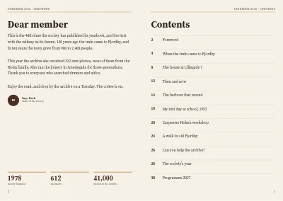Pages 2–3 of Yearbook for a local history society – 32 pages