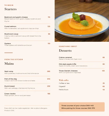 Page 2 of Restaurant menu