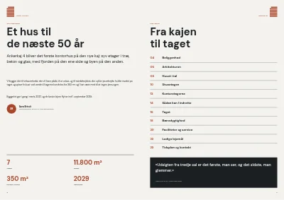 Side 2–3 af Projektbrochure for nyt kontorhus – 24 sider
