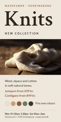 Door poster for a clothes shop — a new knitwear collection