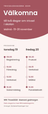 Konferens-roll-up — välkomst och program