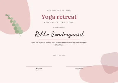 Certificate of participation — yoga retreat