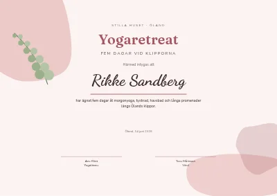 Deltagarbevis — yogaretreat