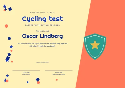 Certificate — cycling test