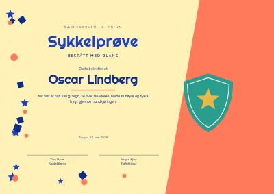 Diplom — sykkelprøve