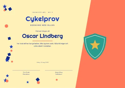 Diplom — cykelprov