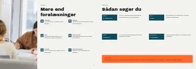 Side 18–19 af Uddannelsesbrochure for erhvervsakademi – 20 sider