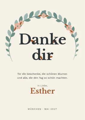 Dankeskarte — ein Halbmond aus Blütenblättern