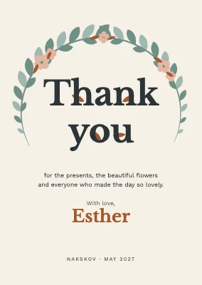 Thank-you card — a crescent of petals