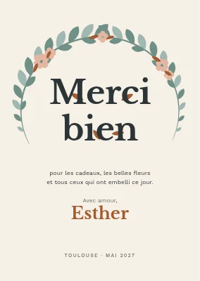 Carte de remerciement — un croissant de pétales