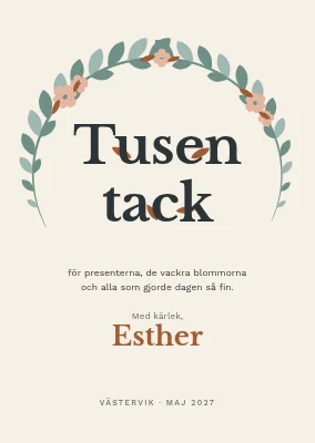 Tackkort — en halvmåne av kronblad